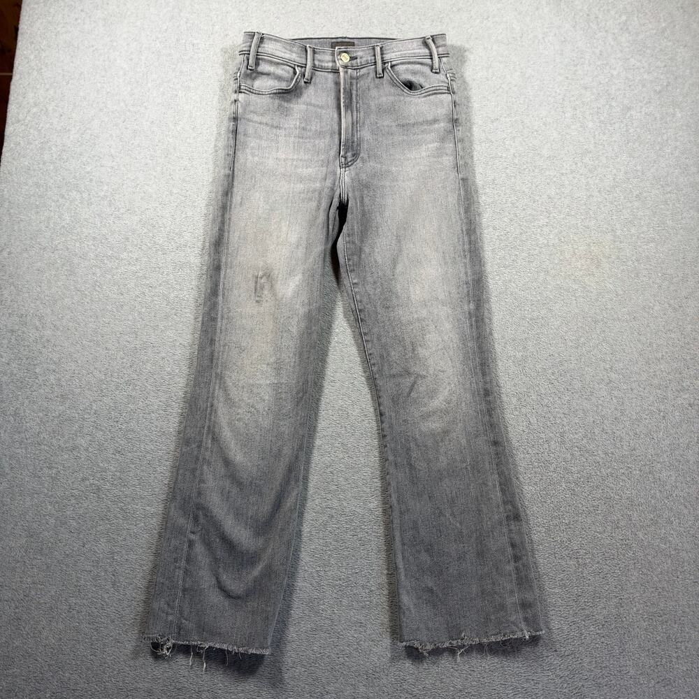 MOTHER Hustler Ankle Fray Daytona Nights Jeans Size 29 Gray Denim Raw Hem